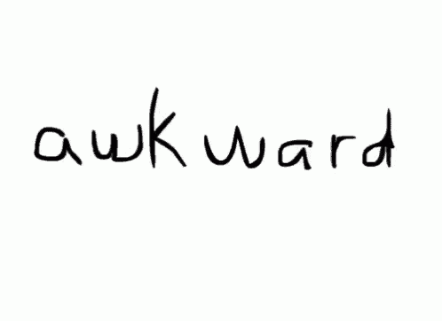a handwritten drawing of the word awkward on a white background