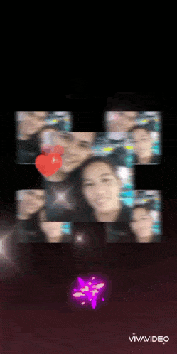 a collage of pictures of a man and a woman with a red heart in the middle