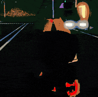 a pixel art of a person walking across a street