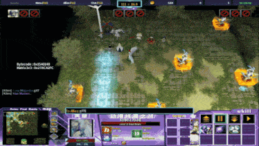 a screen shot of a video game with a purple border