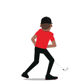 a cartoon of a man wearing a red shirt and a black hat