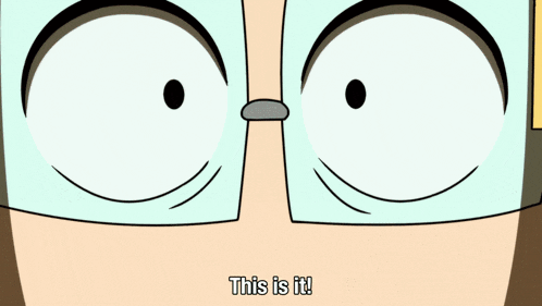 a close up of a cartoon character with the words this is it