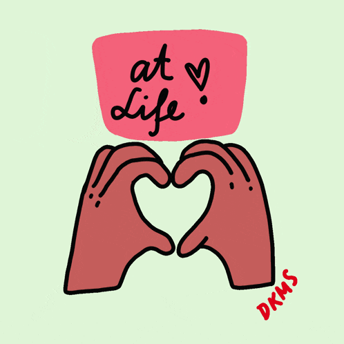 a drawing of two hands making a heart shape with the words at life above it