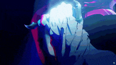 a person is holding a sword in their hand in a dark room .