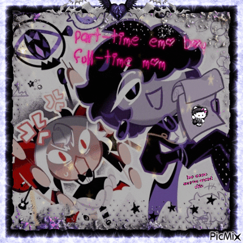 a picture of cartoon characters with the words part-time em full-time mom on it