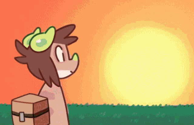 a cartoon character is standing in front of the sun