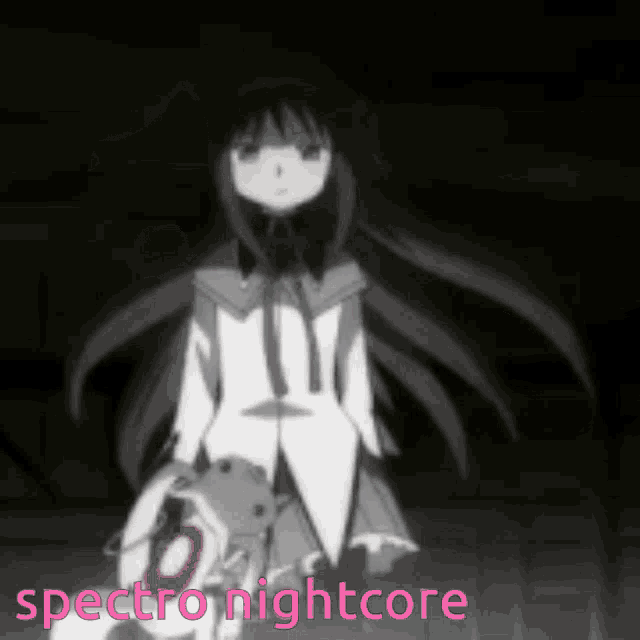 a picture of a girl with the words spectro nightcore in pink
