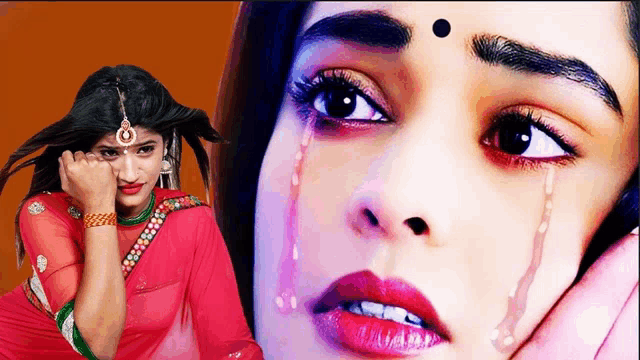 a woman with tears coming out of her eyes