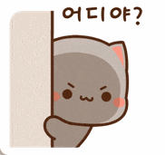 a cartoon cat peeking out from behind a wall