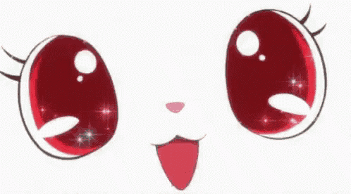 a cartoon cat with red eyes and a pink tongue sticking out .