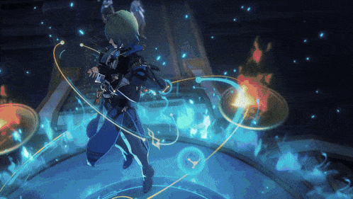a video game character is playing a game with a sword and shield