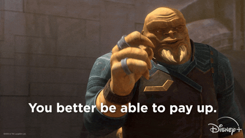 an advertisement for disney + with a cartoon character pointing