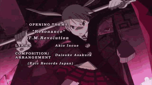 a cartoon character with the opening theme " resonance "
