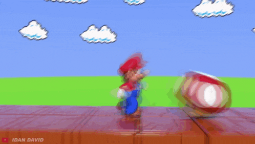 a blurred image of mario playing a video game with the name idan david at the bottom