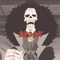 a black and white drawing of a skeleton with the word brook in red letters