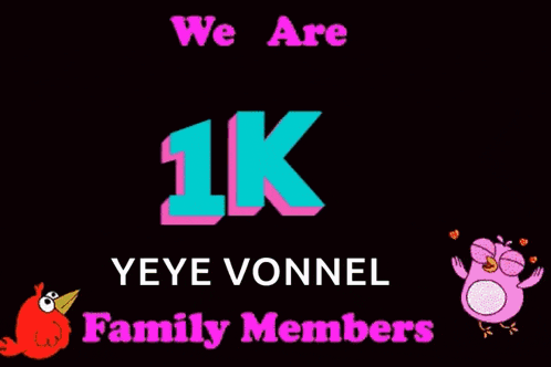 a black background with a frog and an owl says we are 1k yeye vonnel family members
