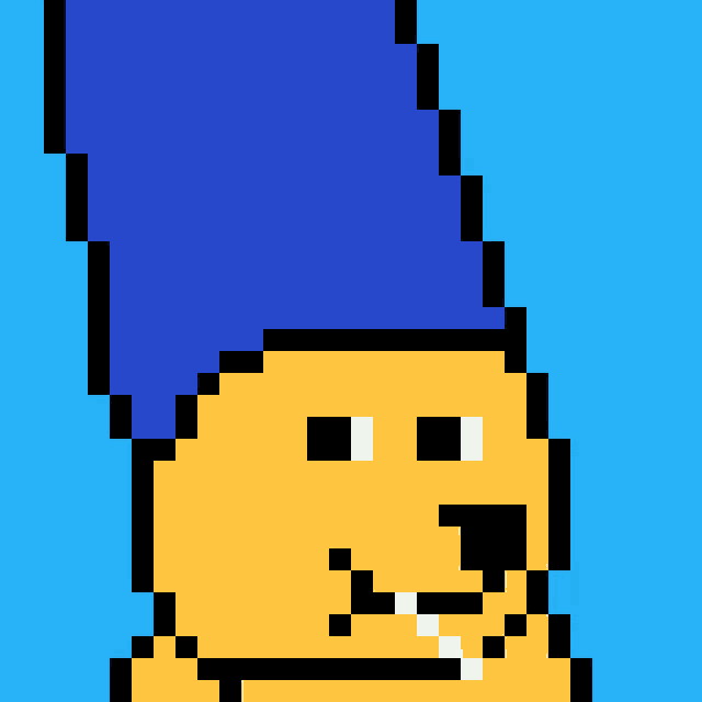 a dog with a blue hat on its head