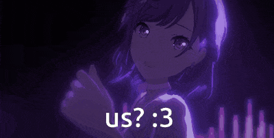 a pixel art of a girl with a purple background and the words `` us ? ''