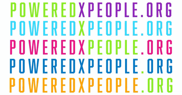 a white background with the words poweredxpeople.org written in different colors