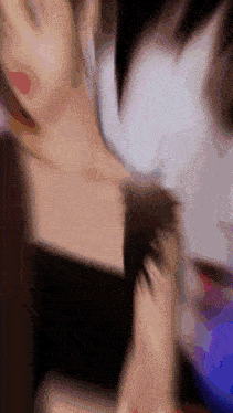 a blurry image of a person 's face with a purple background