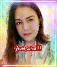 a woman 's face is framed by a rainbow and the words awesome !!!
