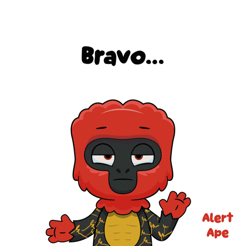 a cartoon of a gorilla with the word bravo above it