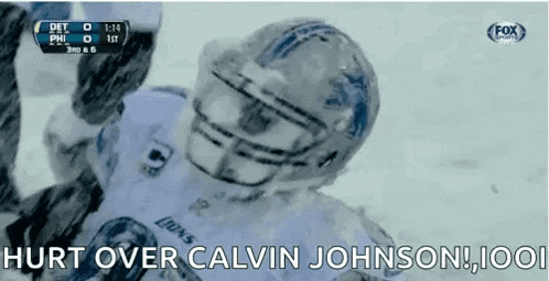 a football player with the words hurt over calvin johnson on the bottom