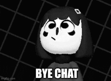 a black and white image of a cat with the words `` bye chat '' written on it .