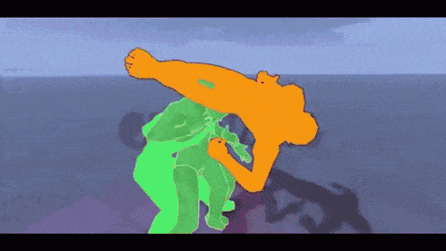 a cartoon drawing of a man and a woman fighting each other