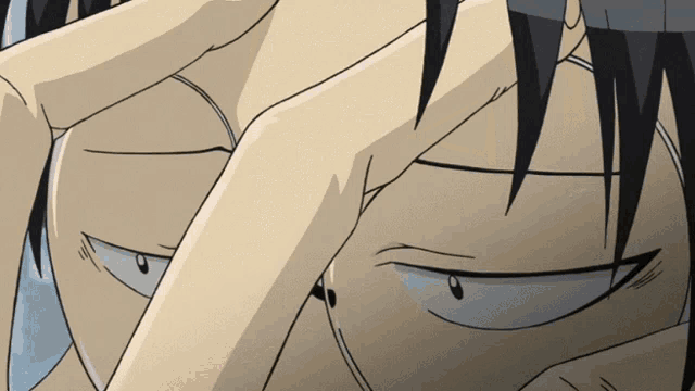 a close up of a cartoon character 's face