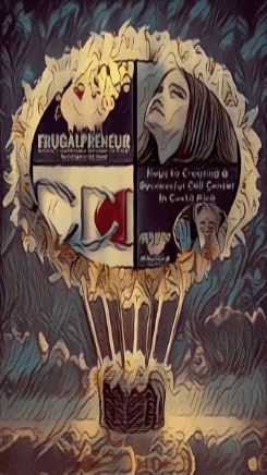 a poster for frugalpreneur shows a hot air balloon