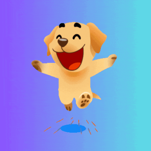 a cartoon of a dog with flowers and music notes behind him