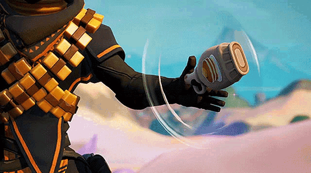 a person in a video game holding a can with the number 0 on it