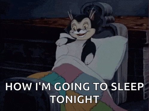 a cartoon cat is laying in bed with the words " how i 'm going to sleep tonight " on the bottom