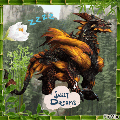 a picture of a dragon with the words sweet dreams written on it