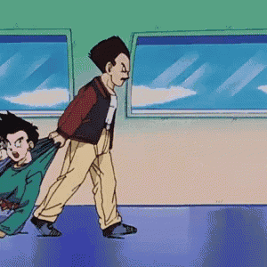 a cartoon of a man pulling another man 's pants