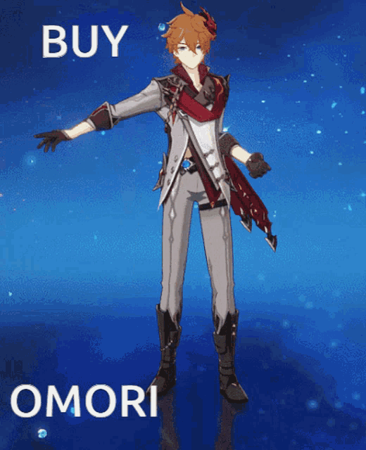 a character from a video game with the words buy omori on the bottom