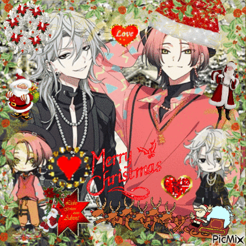a collage of anime characters with the words merry christmas written on it