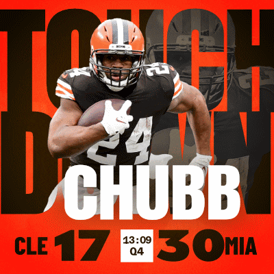 a football player named chubb is running with a football