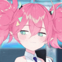 a cartoon girl with pink hair and green eyes