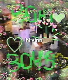 a collage of green hearts and the words hi vinn
