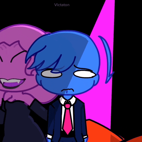 a cartoon of a man in a suit and tie with the name victoton on the bottom