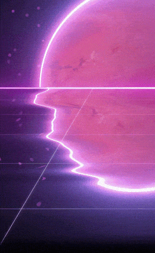 a purple planet is surrounded by a purple glow