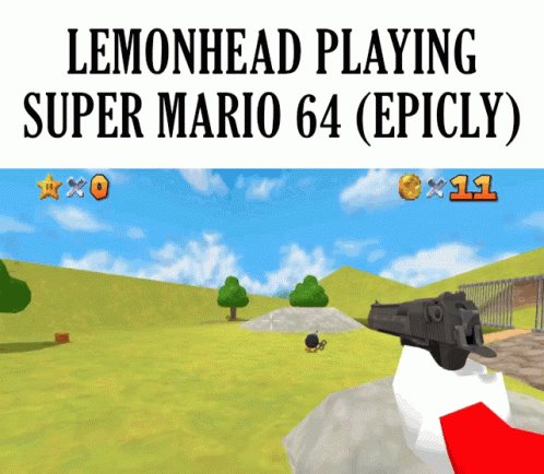 Gun Mario Lemonhead GIF - Gun Mario Lemonhead Super Mario64 GIFs