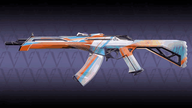a rifle with a colorful design on it