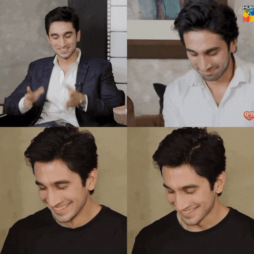 a man 's face is shown in a collage with a logo for hum tv