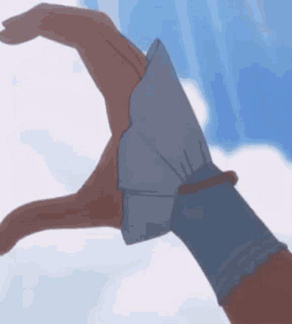 a cartoon hand is making a heart shape with its fingers .