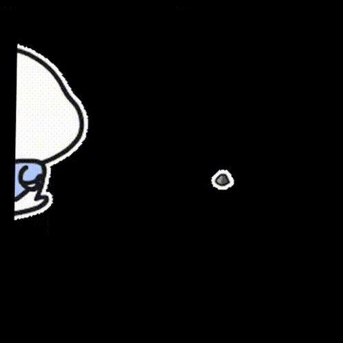 a cartoon character with a blue scarf around his neck is standing next to a small circle .