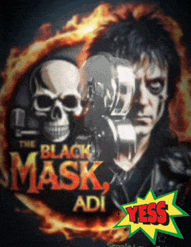 a poster for the black mask adi shows a man holding a gas mask