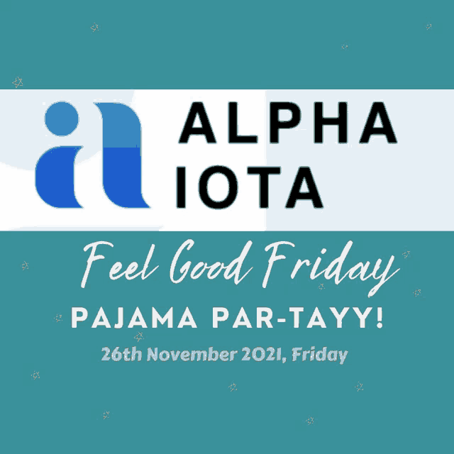 an advertisement for alpha iota pajama par-tayy